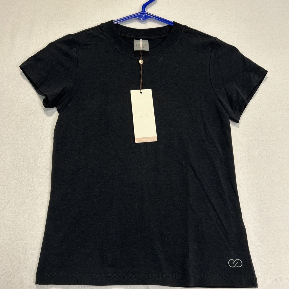 Calia Everyday Shrunken Crew XXS Women’s Shirt Black Short Sleeve $35